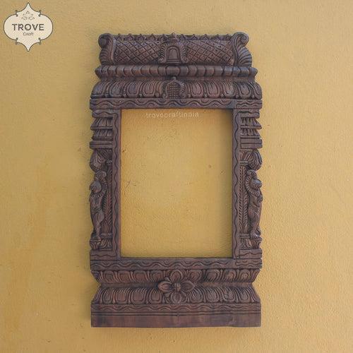 24" Hand-Carved Gopuram Themed Wall Decor Frame