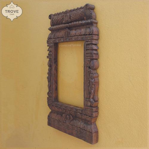 24" Hand-Carved Gopuram Themed Wall Decor Frame