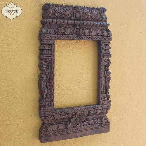 24" Hand-Carved Gopuram Themed Wall Decor Frame