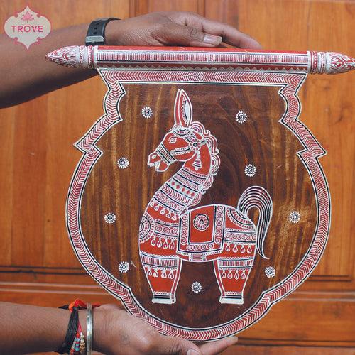 Patachitra Geru theme Folksy Fan Shaped Wall Decor