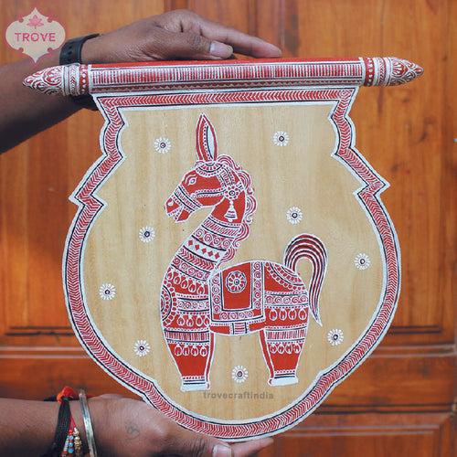 Patachitra Geru theme Folksy Fan Shaped Wall Decor