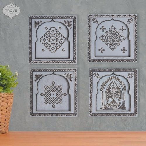 Set of 4 Muggu Relief Art Frame