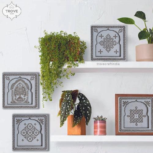 Set of 4 Muggu Relief Art Frame