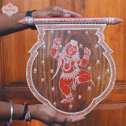 Patachitra Geru theme Folksy Fan Shaped Wall Decor