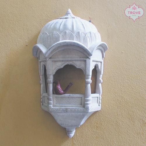 21" Hand Carved Wooden 3D Jharokha Wall Décor