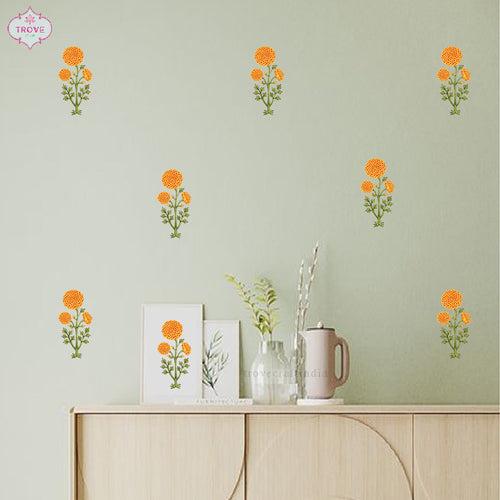 Set of 10 Marigold Florals - Wall Decorative Stickers / Decal