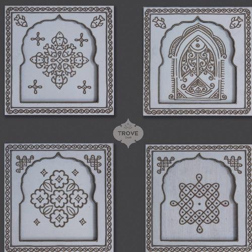 Set of 4 Muggu Relief Art Frame