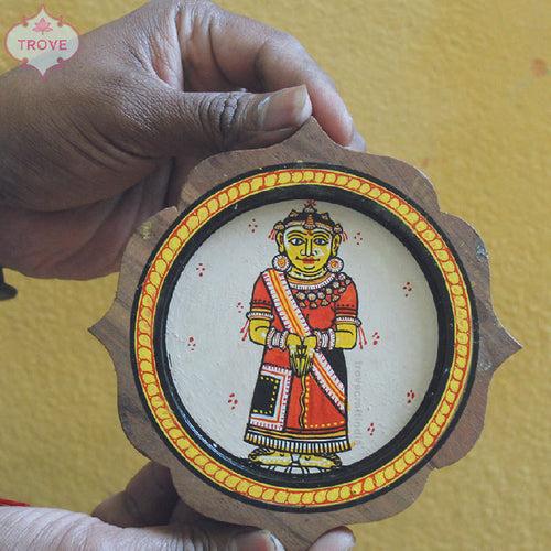 Set of 3 Handpainted Patachitra Plaques - 4 Inch