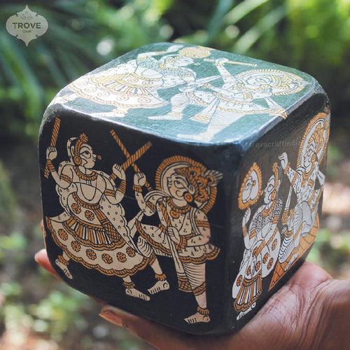 Paper Weight Cube Handpainted in Phad Style