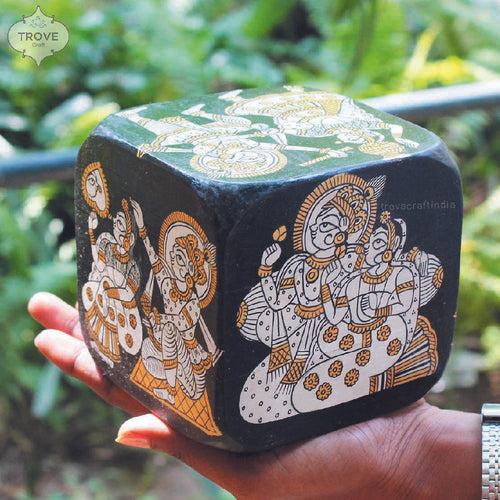 Paper Weight Cube Handpainted in Phad Style