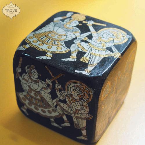 Paper Weight Cube Handpainted in Phad Style