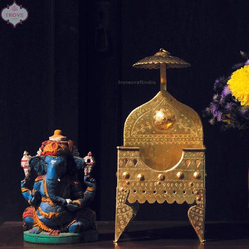 Traditional Hand-etched Brass Idol Stand / Singhasan