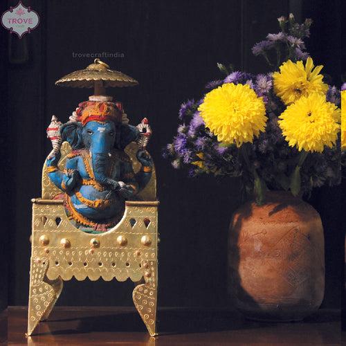 Traditional Hand-etched Brass Idol Stand / Singhasan