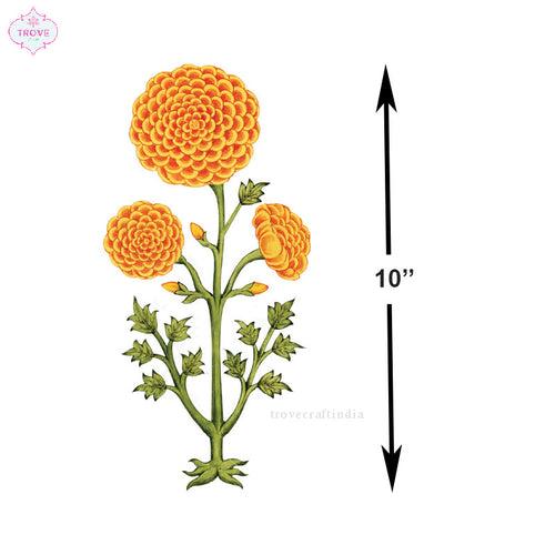 Set of 10 Marigold Florals - Wall Decorative Stickers / Decal