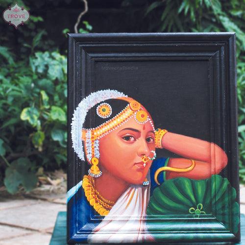 21" x 17" Hanpainted - Contemplative Devdasi