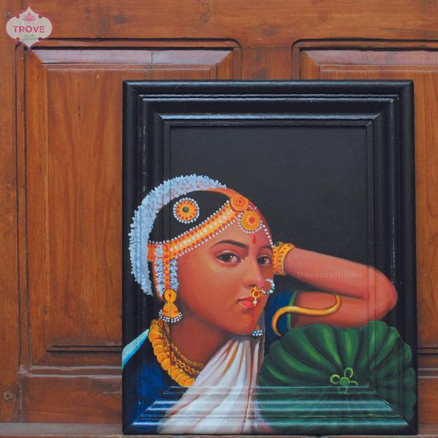 21" x 17" Hanpainted - Contemplative Devdasi