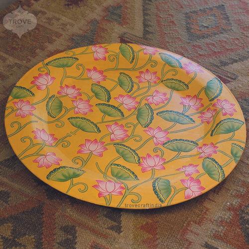 18.5 Inch Hand-painted Kamal Talai Metal Tray