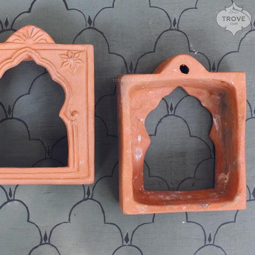 5.5"x 4.5"- Wall Diya Aala Terracota Decor - Set of 2