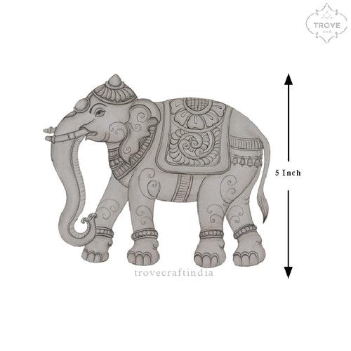 Set of 4 Self Adhesive Decals / Stickers - Kalamkari Elephants