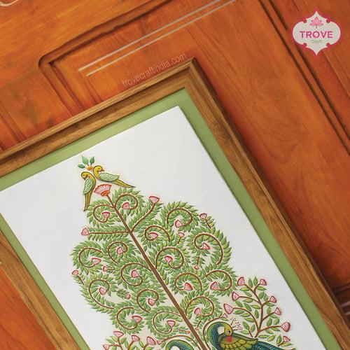 20"x 15.5" Framed Hand-painted Tree of Motif Relief Panels