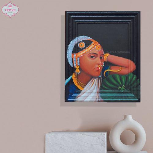 21" x 17" Hanpainted - Contemplative Devdasi