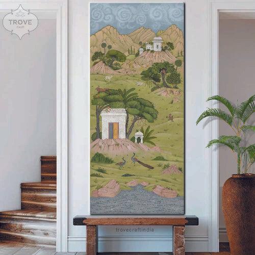 Wall Mural Paper - Vrindhavan - Indian Miniature Landscape