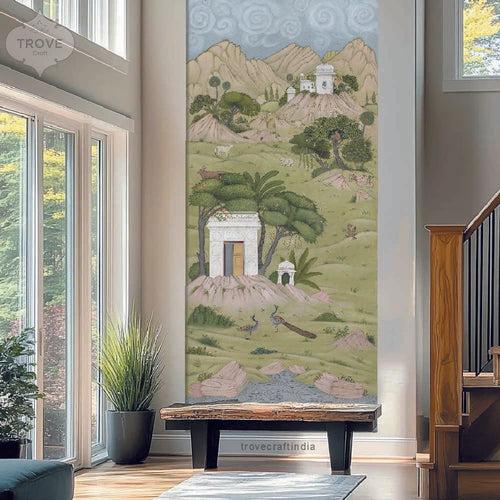 Wall Mural Paper - Vrindhavan - Indian Miniature Landscape