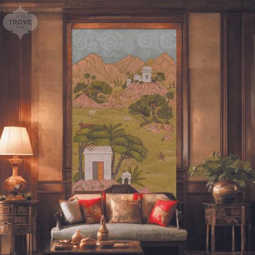 Wall Mural Paper - Vrindhavan - Indian Miniature Landscape