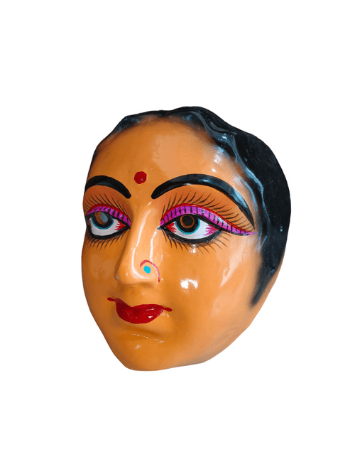 Indian Aunty 70s Woman Retro Theme Female Mask Navrang Dance Fibre Face Mask Girls Fancy Dress Costume Accessory