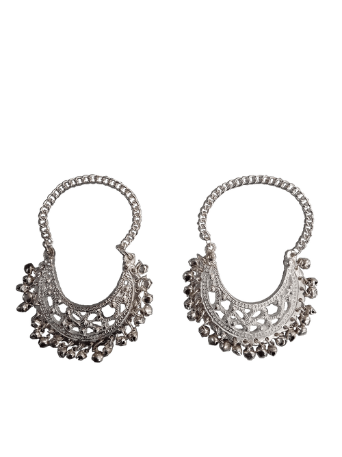 Exquisite Indian Traditional Silver Necklace & Earrings - Fancy Dress Costume Accessory for Girls