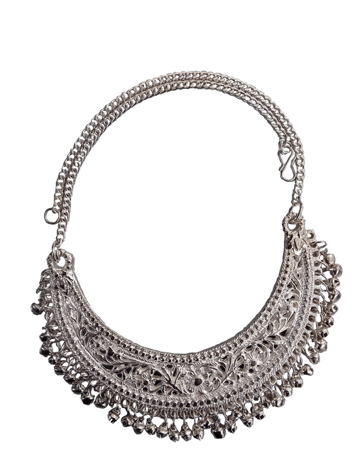 Exquisite Indian Traditional Silver Necklace & Earrings - Fancy Dress Costume Accessory for Girls