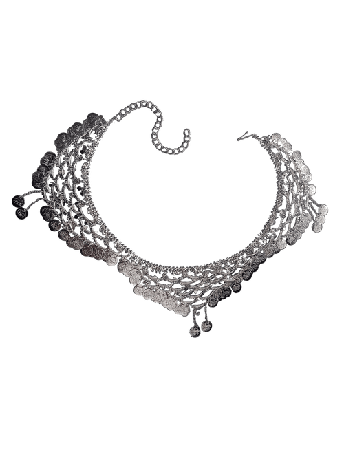 Indian Gypsy Banjara Silver Coin Heavy Waist Chain Kamarband Fancy Dress Costume Accessory for Girls