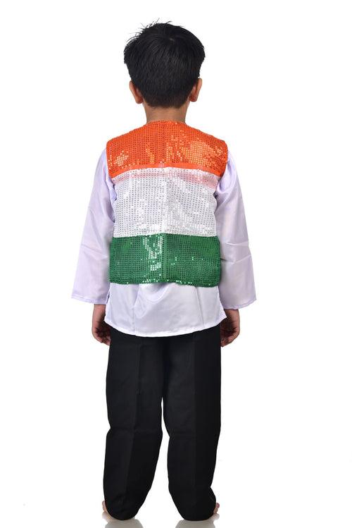 Patriotic Dance Tricolour Jacket Black Trousers Kids Fancy Dress Costume