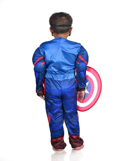 Captain America Avengers Superhero Kids Fancy Dress Costume with shield - Muscle Look - Imported