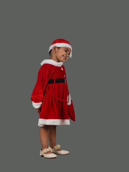Lady Santa Claus Christmas Theme Frock Fancy Dress Costume - Premium