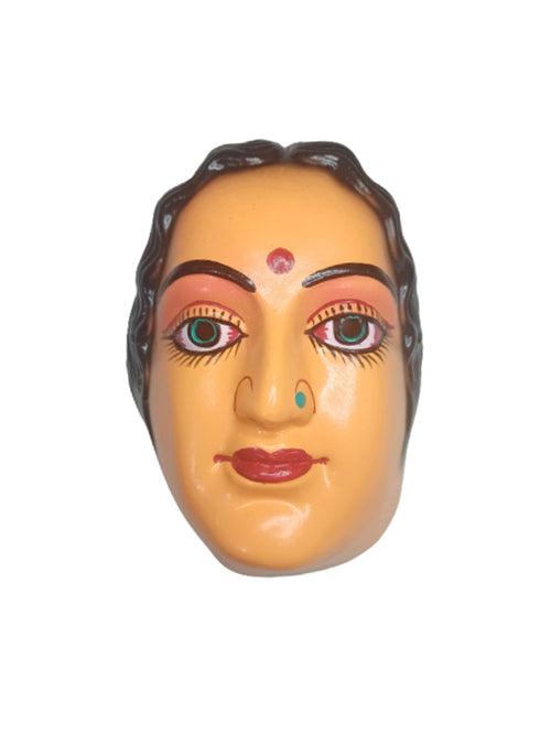 Indian Aunty 70s Woman Retro Theme Female Mask Navrang Dance Rubber Face Mask Girls Fancy Dress Costume Accessory