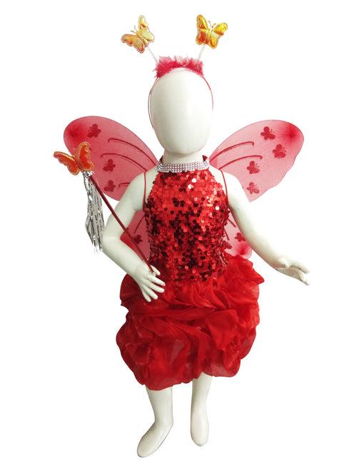 Red Butterfly Insect Kids Fancy Dress Costume for Girls - Imported