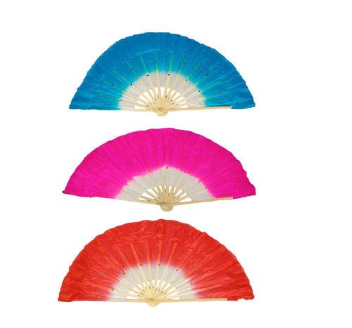 Japanese Silk Veil Assorted Color Single Piece Bamboo Fan Kids & Adults Fancy Dress Costume Accessories