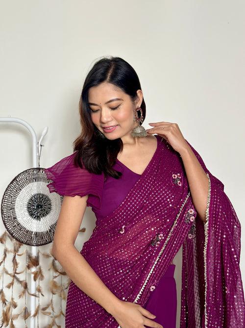 Omisha Embroidery saree with Blouse