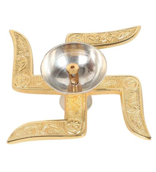 Akhand Brass Diya - Swastik Satiya Design with Box