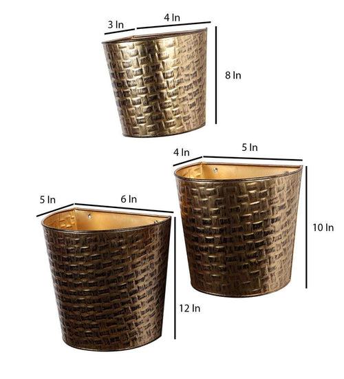 Gold & Black Hammered Wall Planter - Set of 3