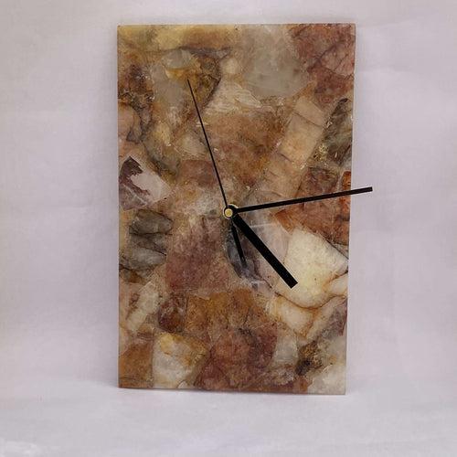 Golden Quartz Gemstone Rectangle Clock