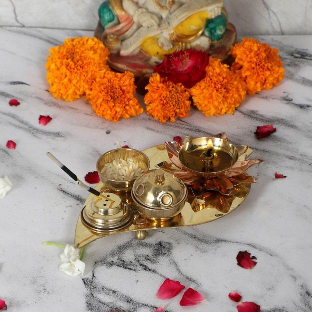 Betel Leaf Brass Pooja Thali