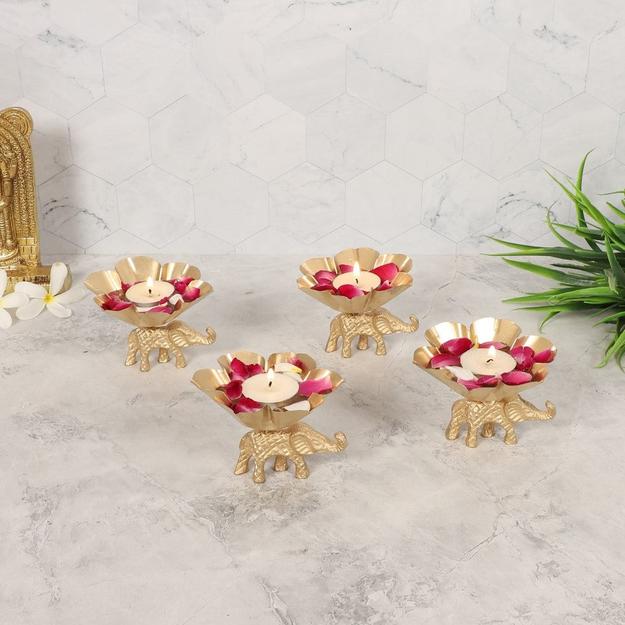 Elephant Diya/Tealight Holder - Set of 4