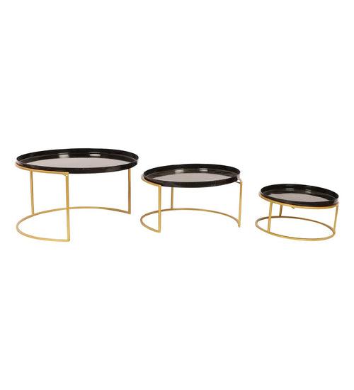 Black & Gold Round Buffet Platter - Set of 3