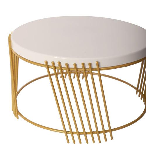 White & Gold Striped Metal Serving Stand - Set of 2