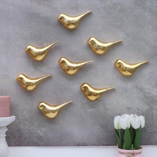 Golden Birds Wall Hanging - Set of 8