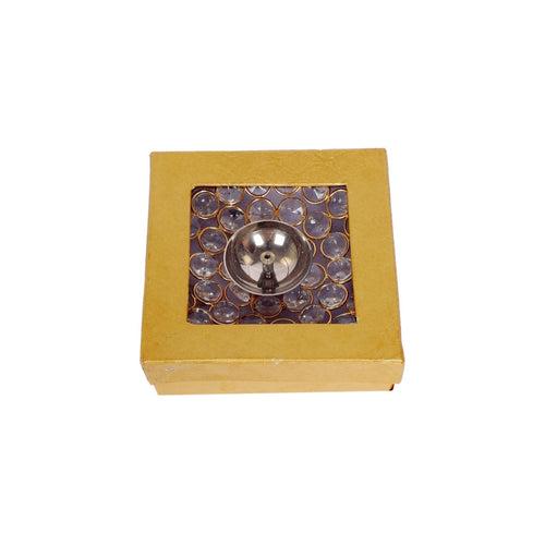 Crystal Brass Diya in a Gift Box - Set of 2