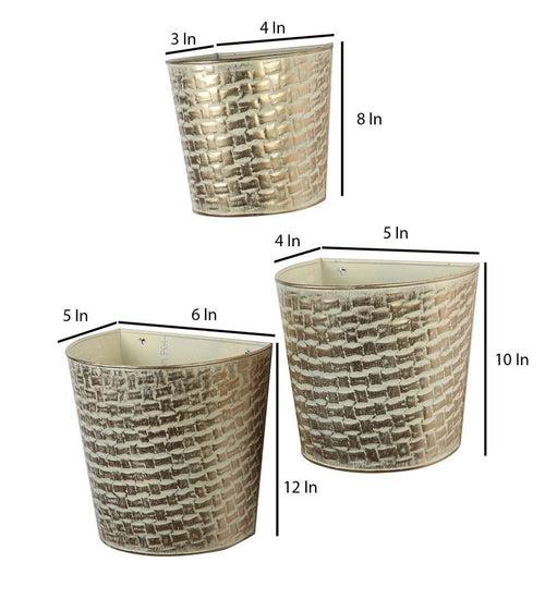 White & Gold Hammered Wall Planter - Set of 3