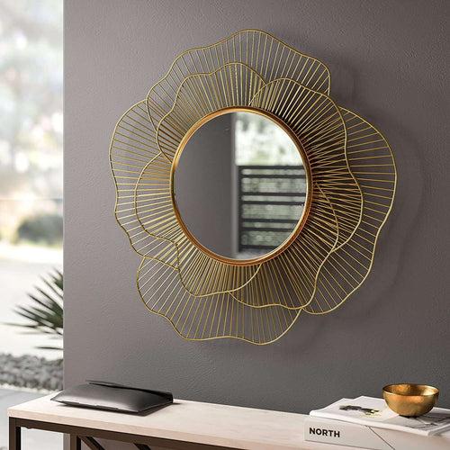 Golden Flower Wall Mirror